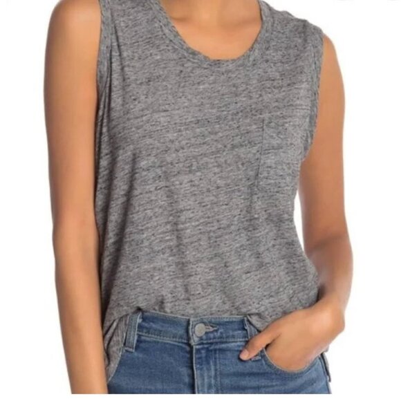 Madewell Sleeveless Front Pocket Tank Tee Shirt - Heathered Grey - size XXL - Picture 8 of 8